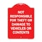 Signmission Not Responsible For Theft Or Damage To Vehicles Or Contents Heavy-Gauge Alum, 24" H, RW-1824-9944 A-DES-RW-1824-9944 - alternate 1